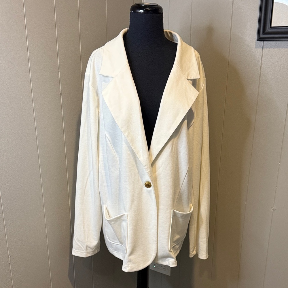 Dennis by Dennis Basso Off White Women's 2X Soft Blazer - Picture 1 of 5